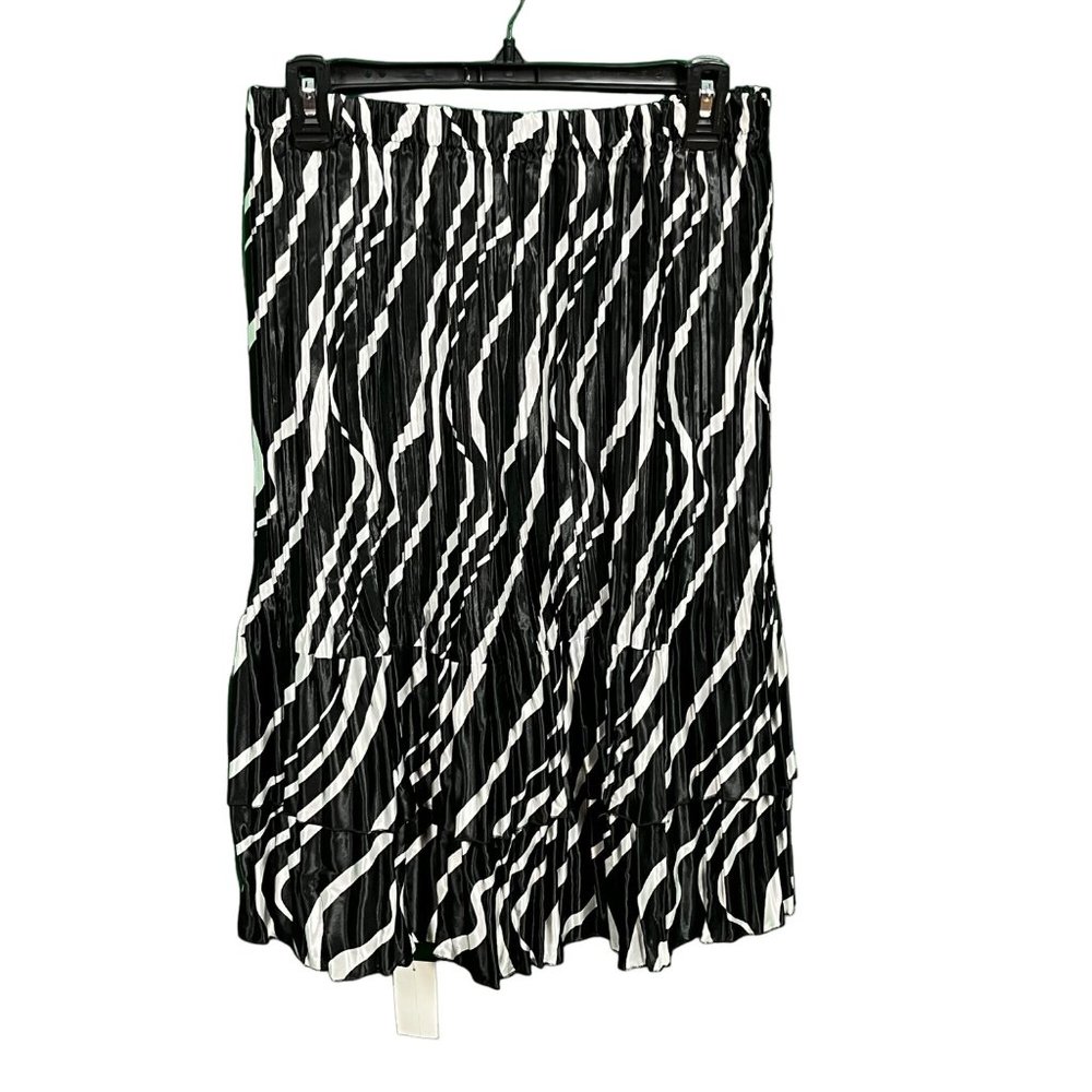 NWT Mini Pleats Magic Scarf Black and‎ White Striped Zebra Print Skirt OS
